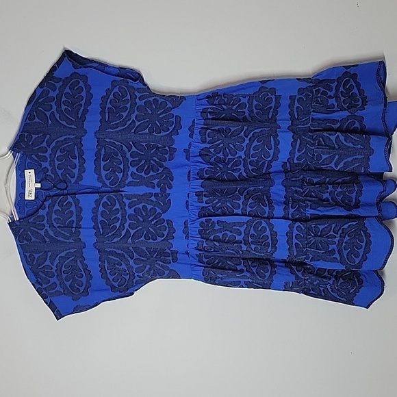 ZARA royal blue embroidered tiered mini dress - Picture 1 of 7